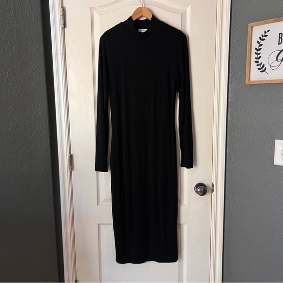 Good American Black Double Lined Midi Bodycon Dress, Size 4 - Picture 3 of 9